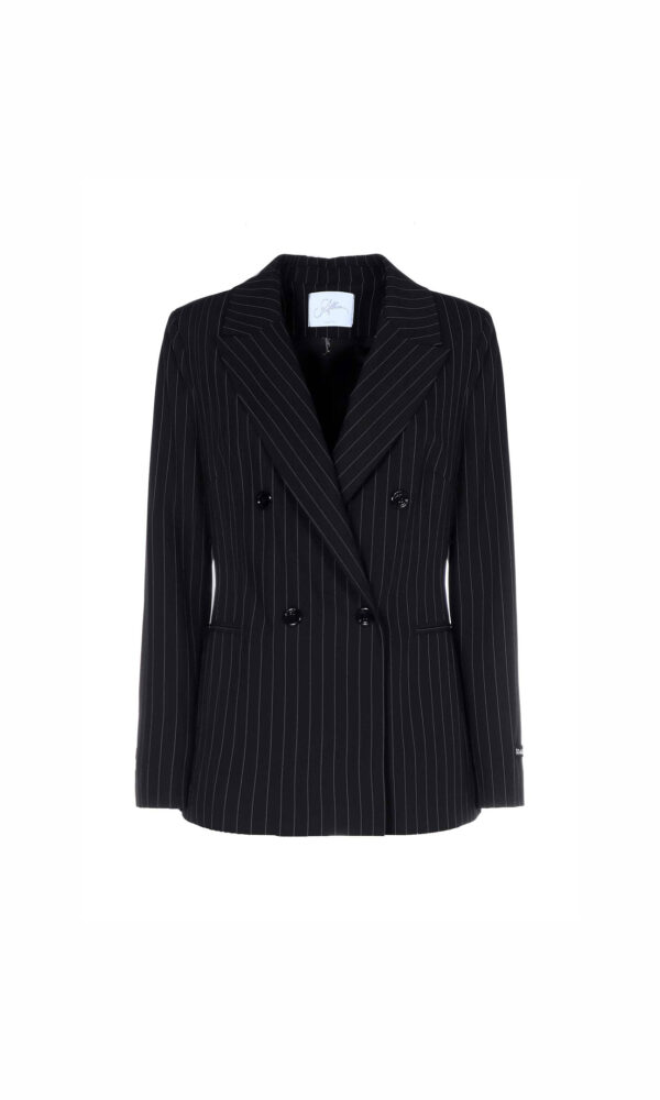 SLIM DOUBLE-BREASTED JACKET WITH PINSTRIPE PATTERN