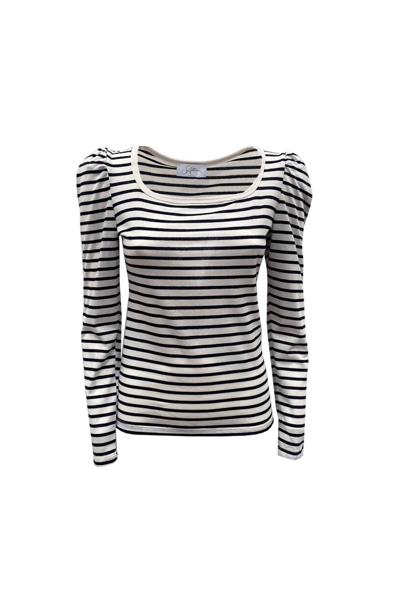 STRIPED SQUARE NECK T-SHIRT