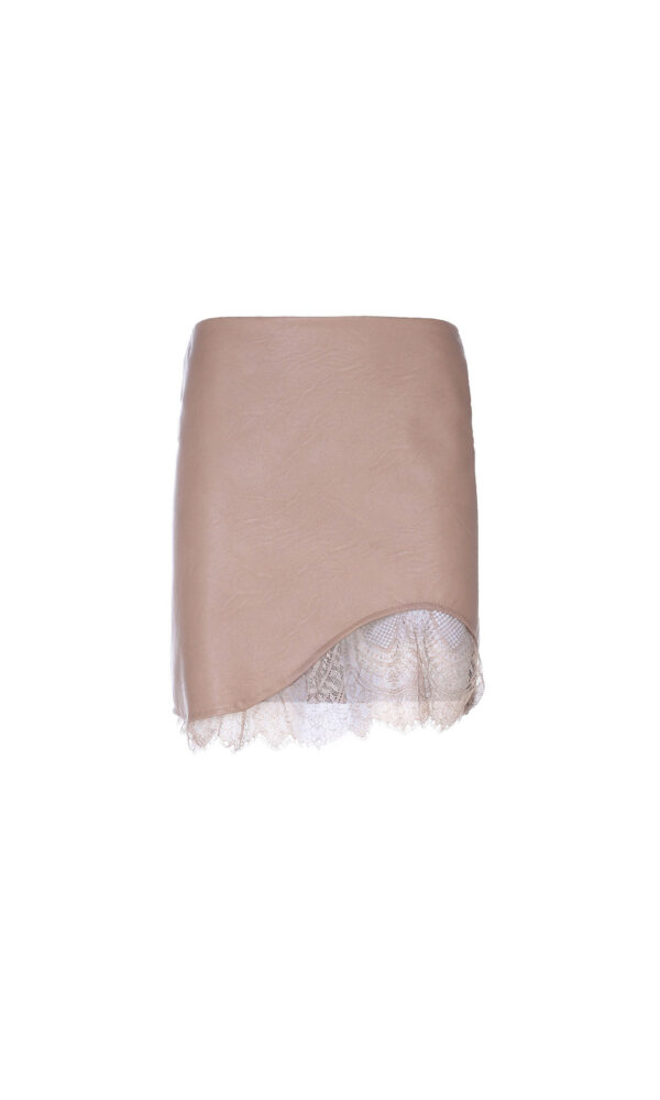 ECO-LEATHER MINI SKIRT WITH LACE