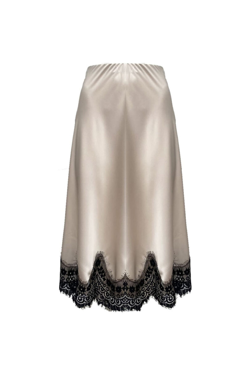 MIDIE SKIRT IN SATIN AND LACE