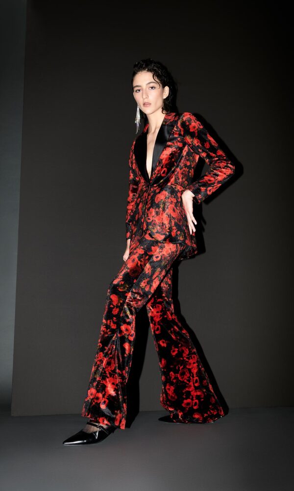 PALAZZO VELVET FLOWER TROUSERS