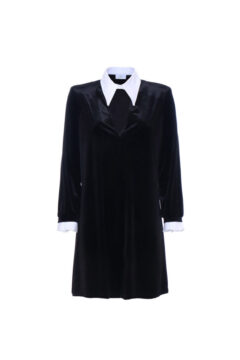 SHORT VELVET DRESS WITH SHIRT COLLAR
