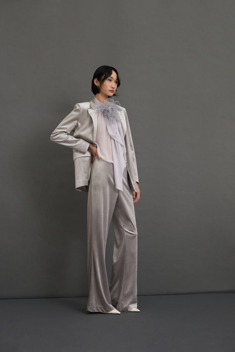 SPARKLE VELVET FLARE TROUSERS - Image 2