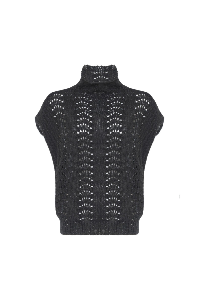 GILET MISTO LANA PUNTO VENTAGLIO - immagine 5