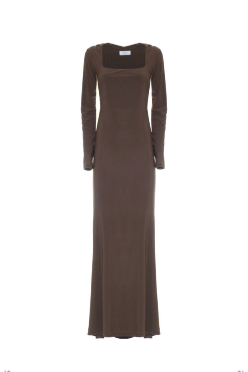 LONG DRESS WITH HOOD IN SOLID JERSEY