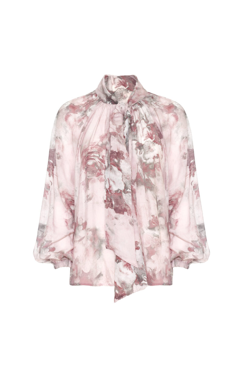 BLUSA CON STAMPA FLOREALE E SCIARPINA - immagine 5