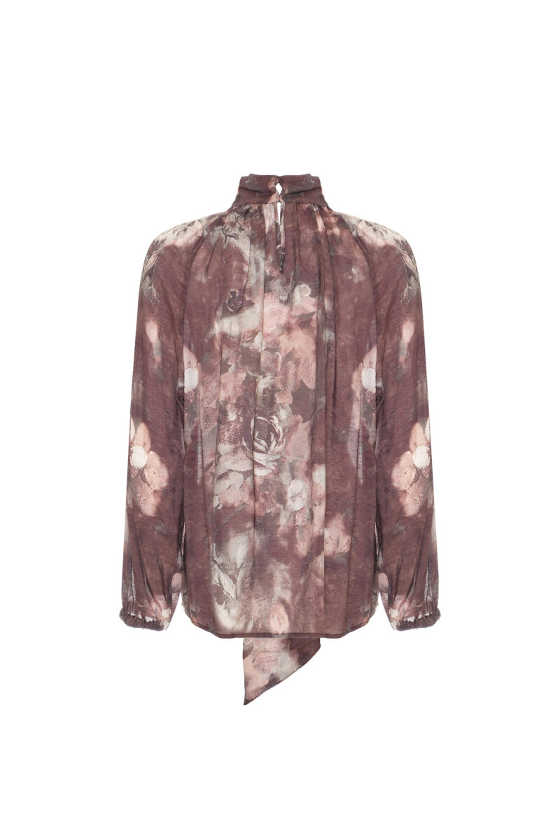 BLUSA CON STAMPA FLOREALE E SCIARPINA - immagine 7