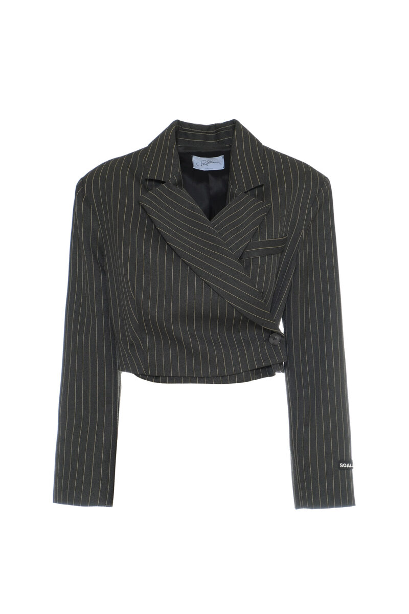 CROPPED JACKET WITH PIPED PATTERN