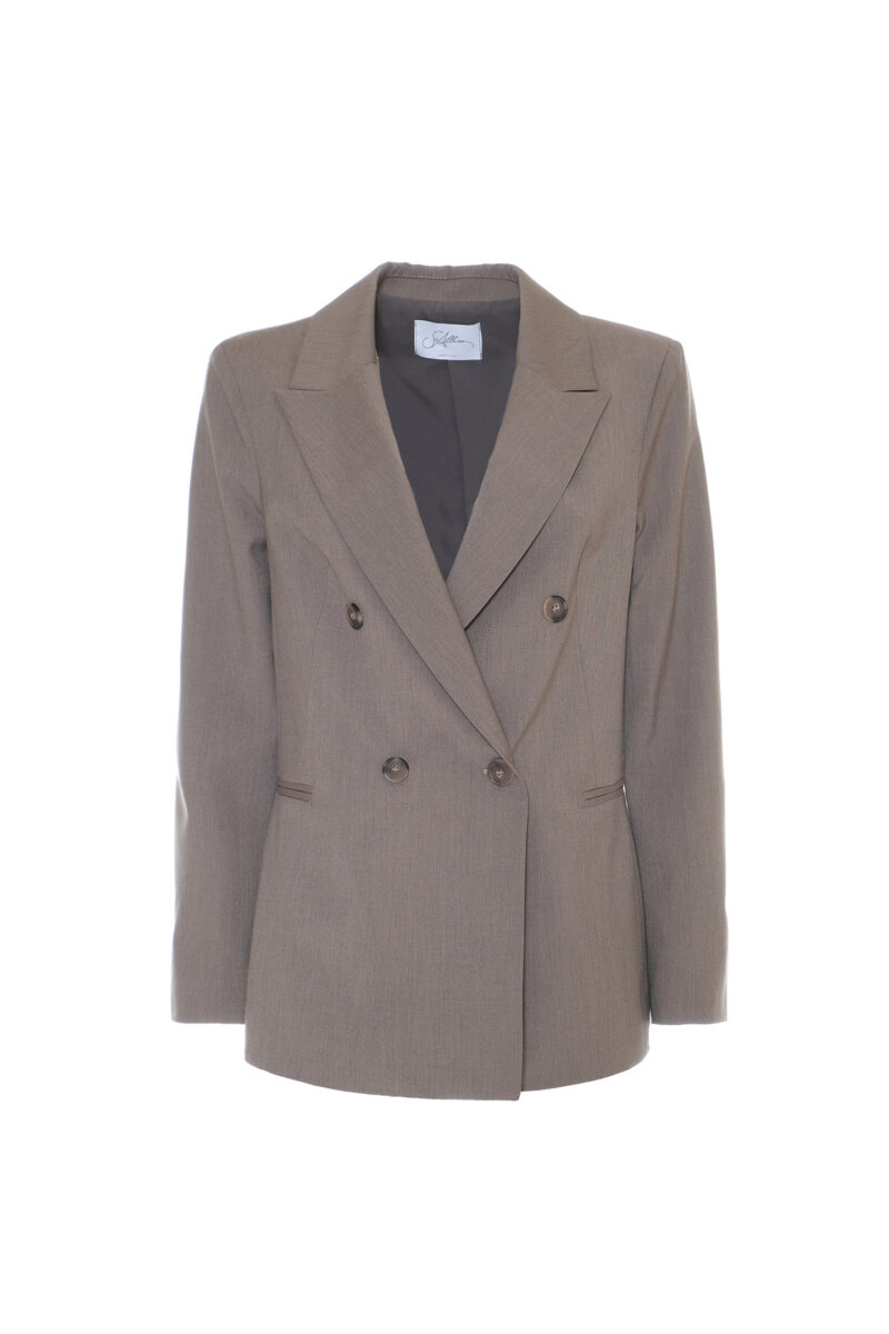 SLIM FIT DOUBLE-BREASTED WOOL BLEND JACKET