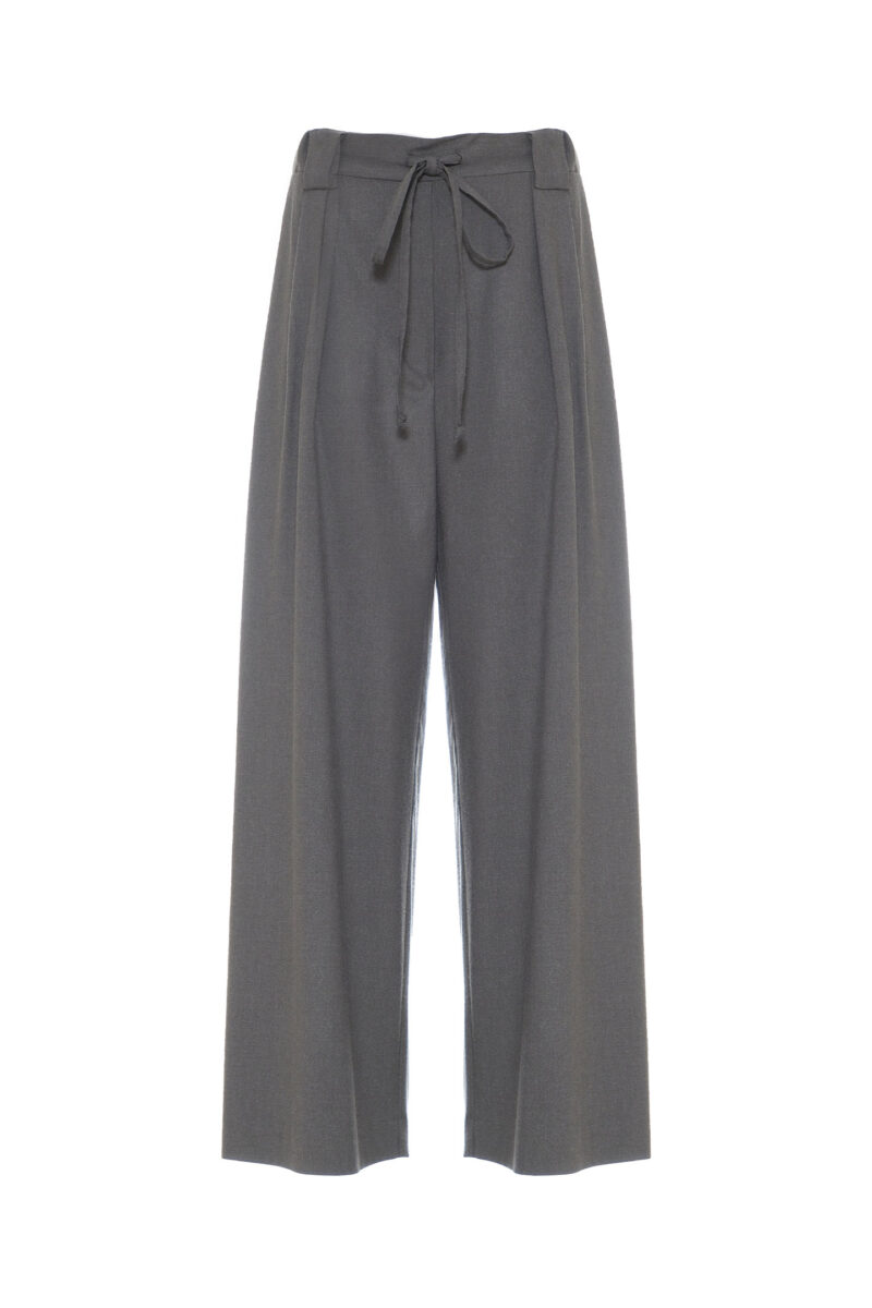 WIDE-LEG TROUSERS WITH MELANGE DRAWSTRING
