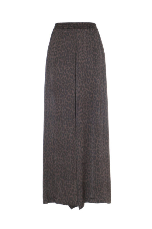 LEOPARD PRINT SATIN PALAZZO TROUSERS