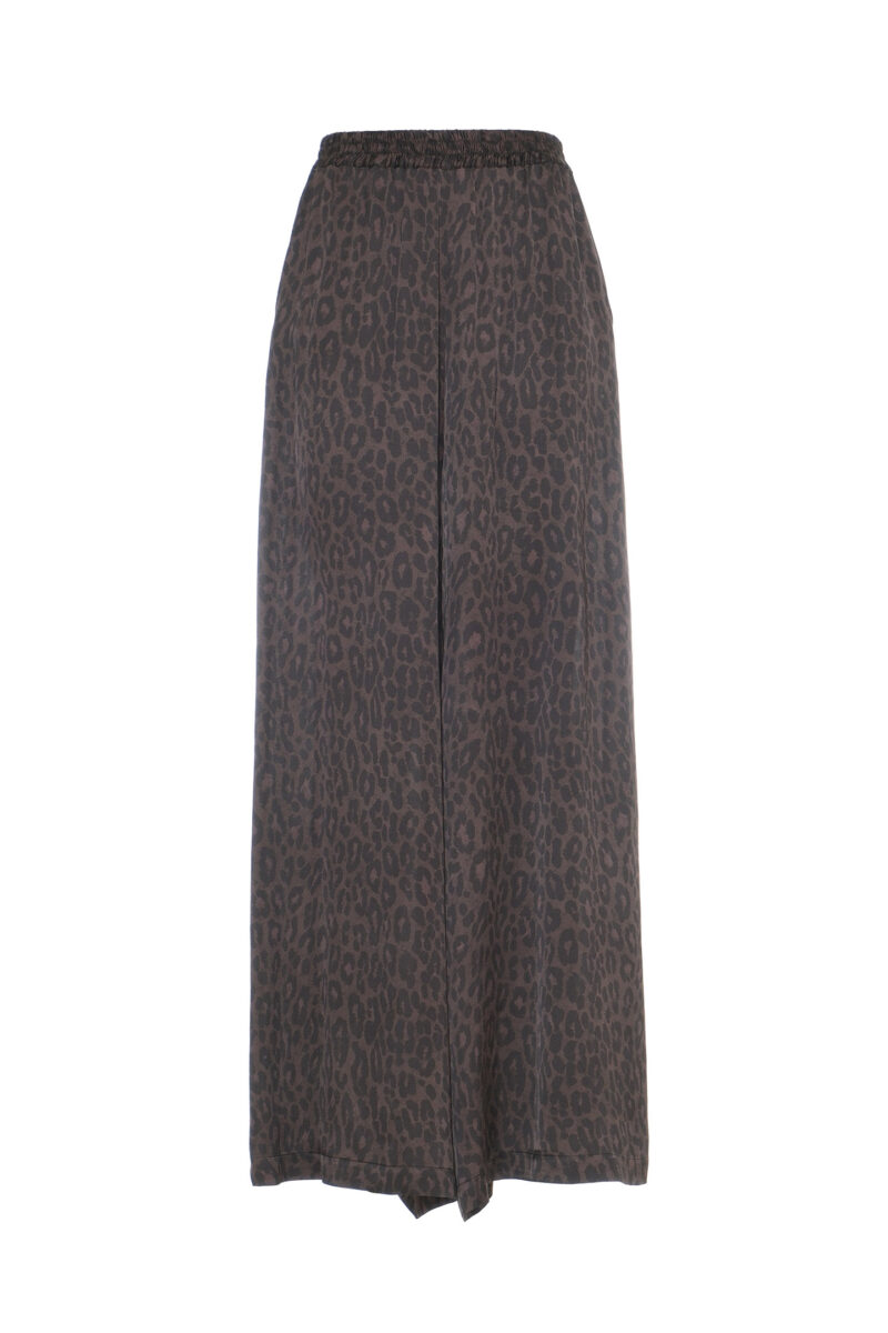 LEOPARD PRINT SATIN PALAZZO TROUSERS