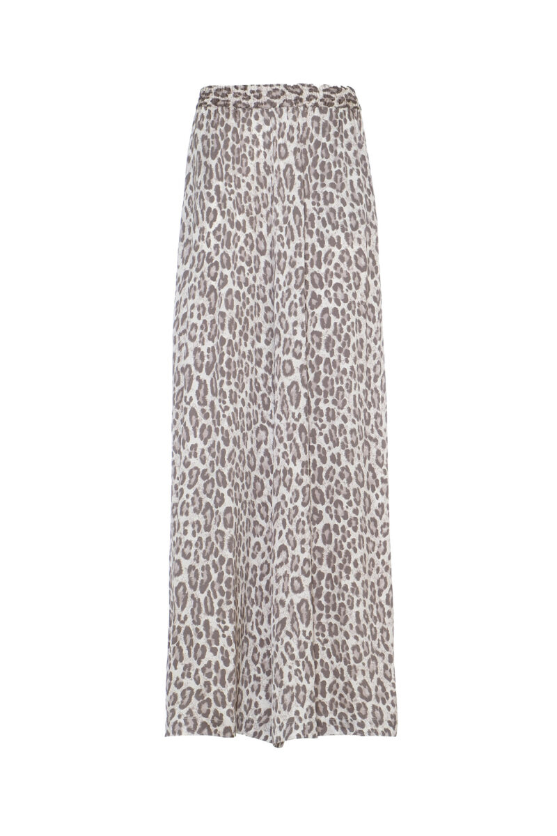 LEOPARD PRINT SATIN PALAZZO TROUSERS - Image 3