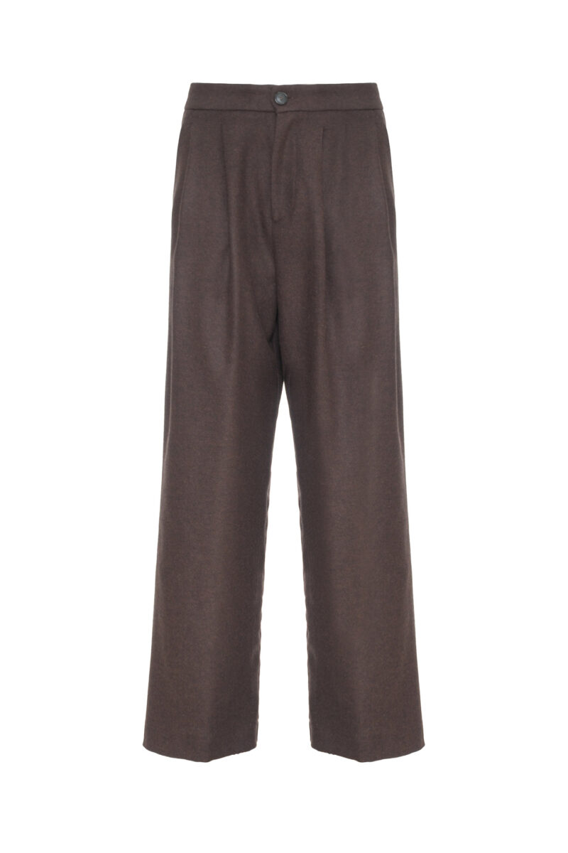 SALT AND PEPPER WOOL BLEND TROUSERS