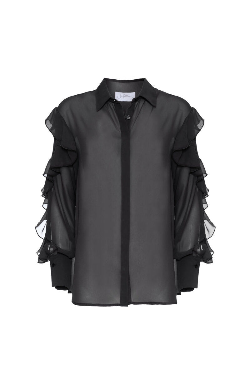 CAMICIA FLUIDA IN CHIFFON CON VOLANT - immagine 6
