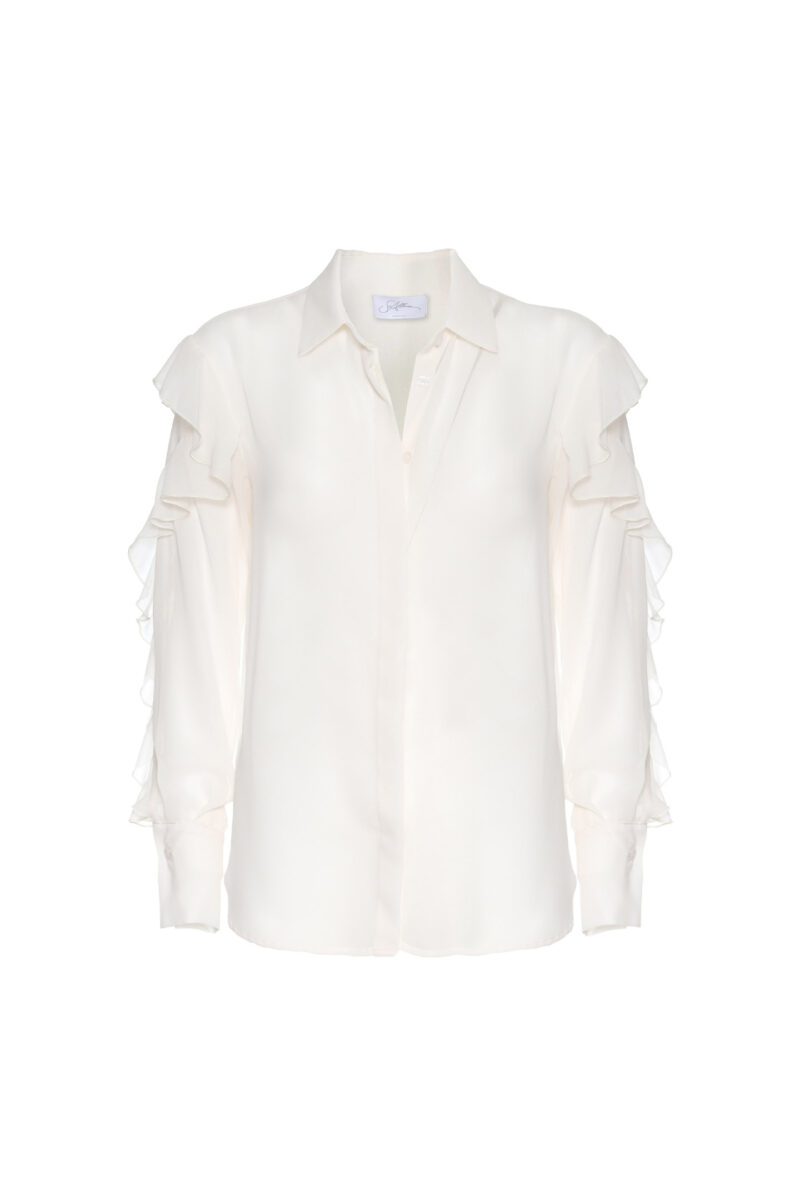 CAMICIA FLUIDA IN CHIFFON CON VOLANT - immagine 3