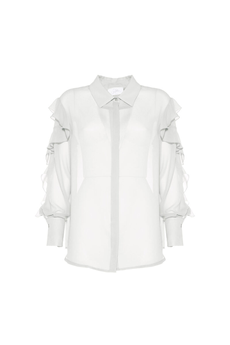 CAMICIA FLUIDA IN CHIFFON CON VOLANT - immagine 4