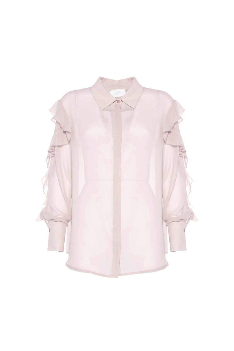 CAMICIA FLUIDA IN CHIFFON CON VOLANT - immagine 5