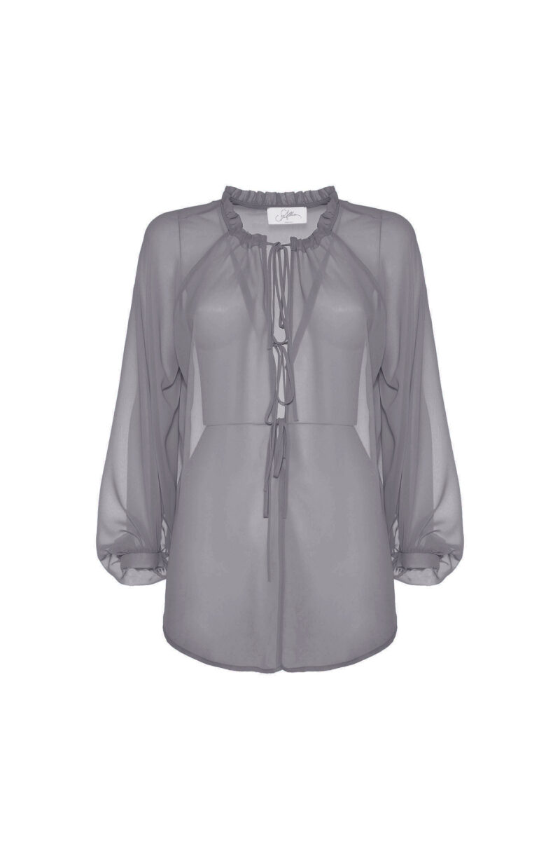 BLUSA CON LACCI IN CHIFFON - immagine 8
