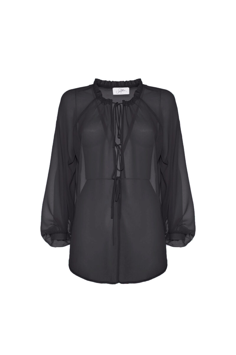 BLUSA CON LACCI IN CHIFFON - immagine 9