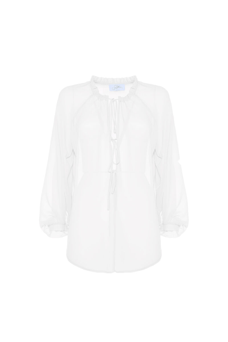 BLUSA CON LACCI IN CHIFFON - immagine 6