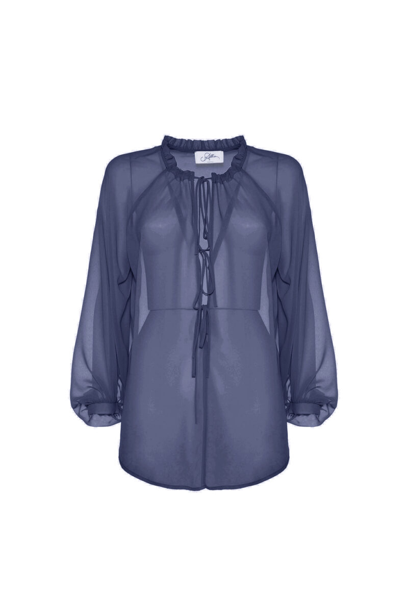 BLUSA CON LACCI IN CHIFFON - immagine 10