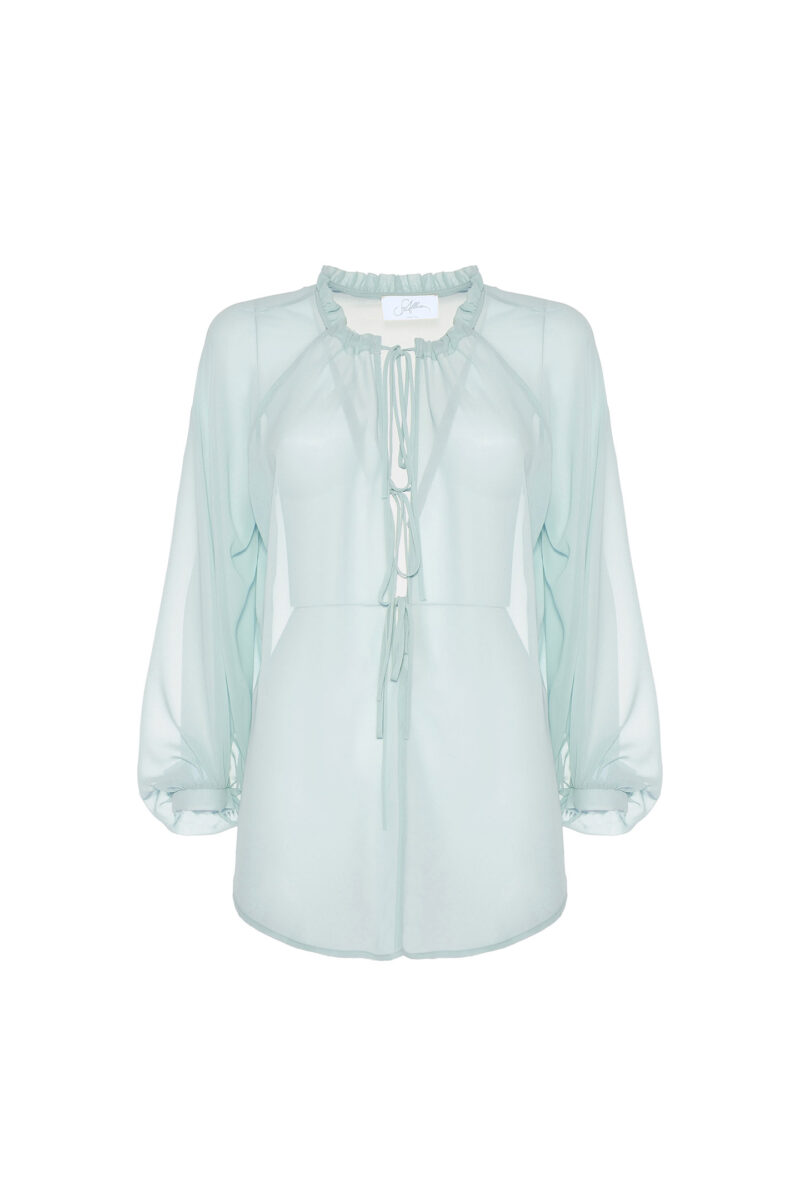 BLUSA CON LACCI IN CHIFFON - immagine 7