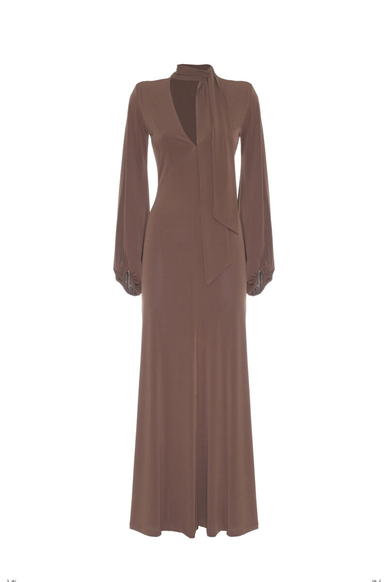 LONG JERSEY DRESS WITH SCARF COLLAR - Image 7