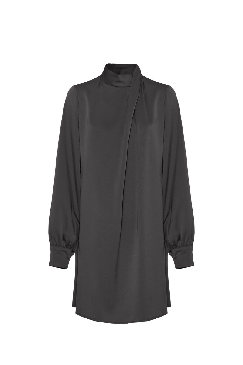 SHORT DRESS WITH SATIN DRAPING - Image 4