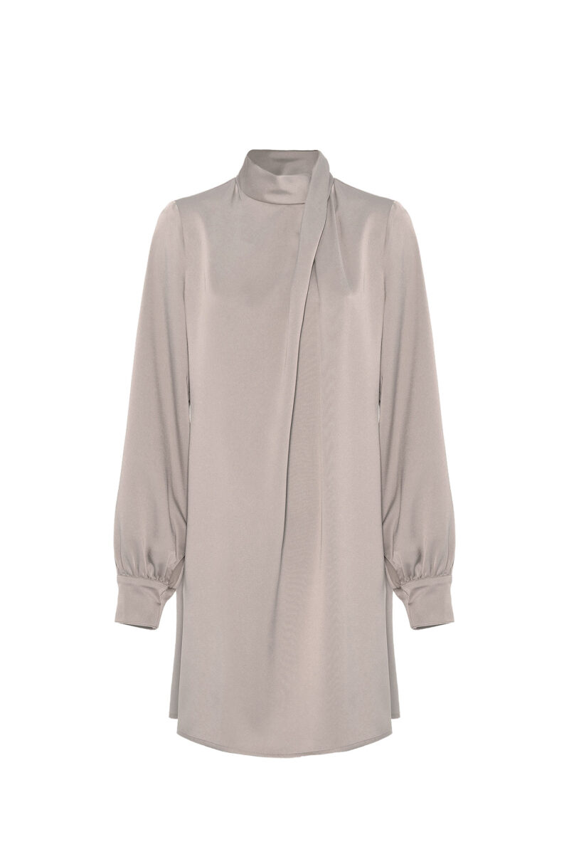 SHORT DRESS WITH SATIN DRAPING - Image 3