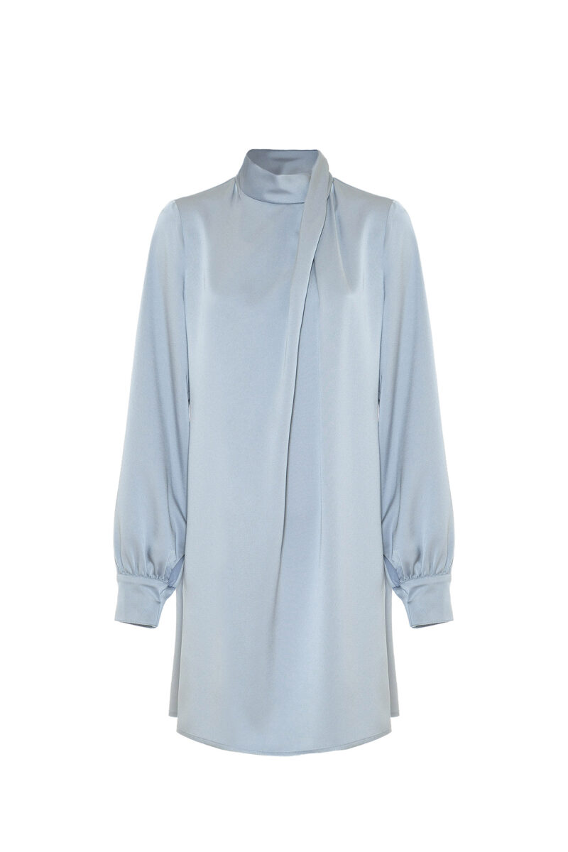 SHORT DRESS WITH SATIN DRAPING