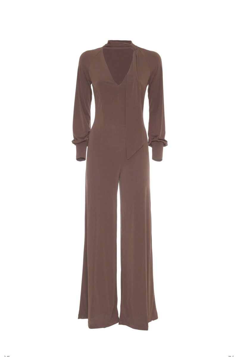 JUMPSUIT WITH SCARF COLLAR IN JERSEY - Image 4