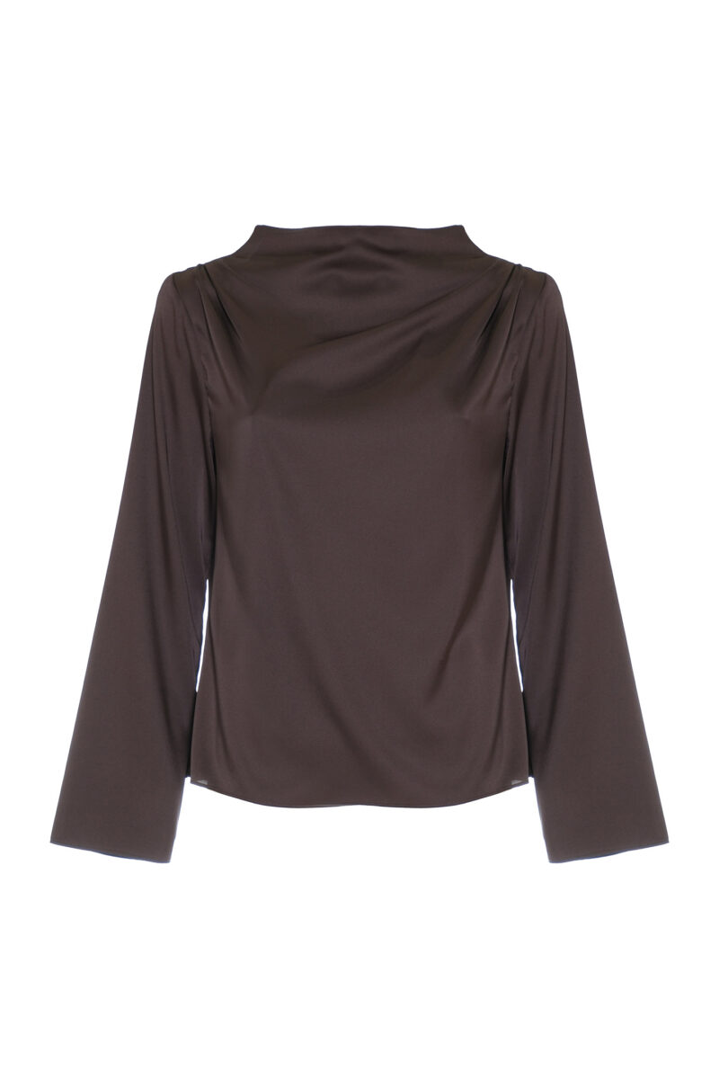 BLUSA CON COLLO A CRATERE IN RASO