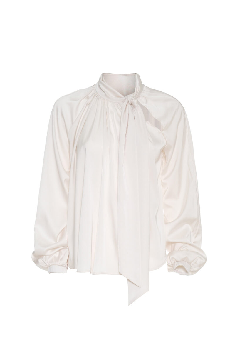 BLUSA CON COLLO A SCIARPA IN RASO - immagine 5