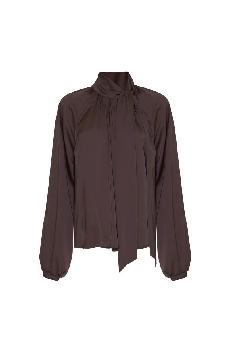 BLUSA CON COLLO A SCIARPA IN RASO