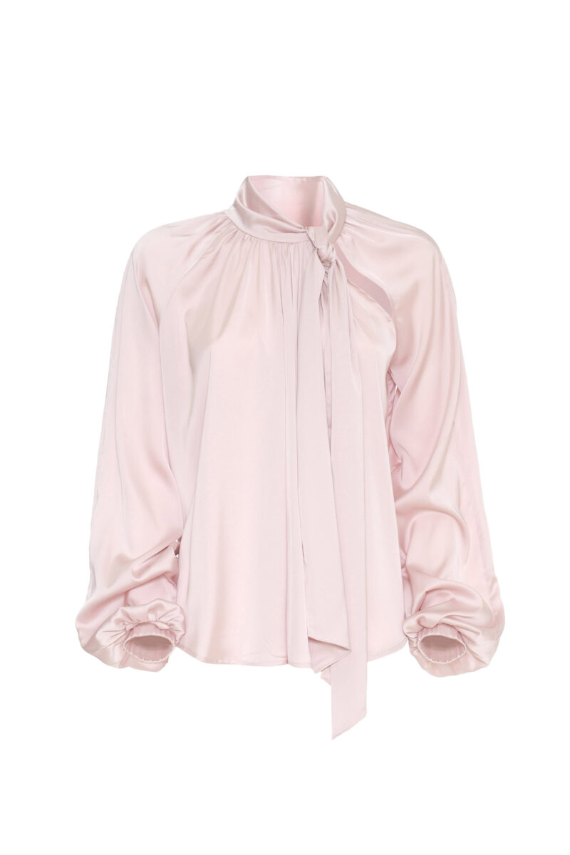 BLUSA CON COLLO A SCIARPA IN RASO - immagine 6