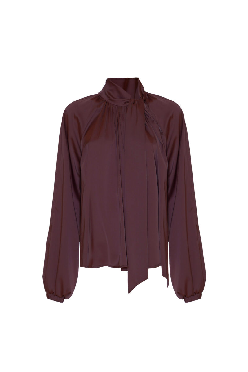 BLUSA CON COLLO A SCIARPA IN RASO - immagine 8