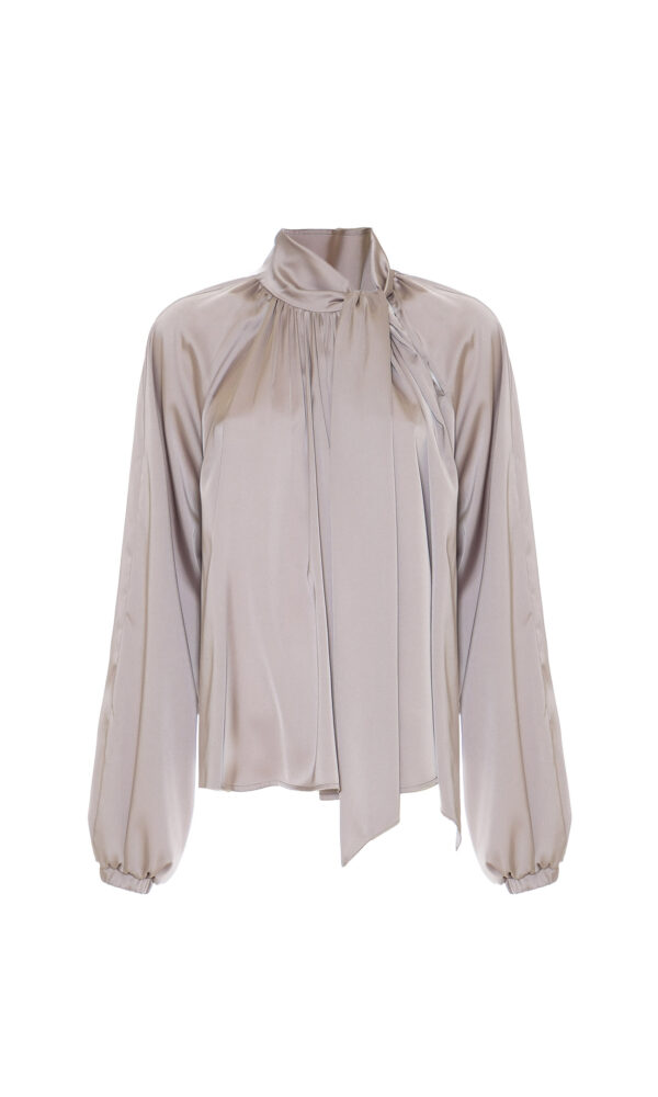 BLUSA CON COLLO A SCIARPA IN RASO