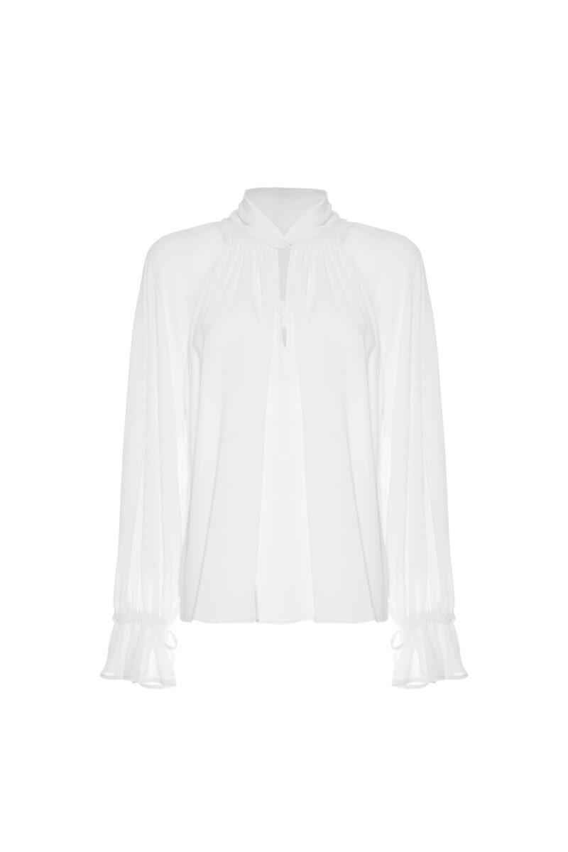 VISCOSE CROSS-NECK BLOUSE