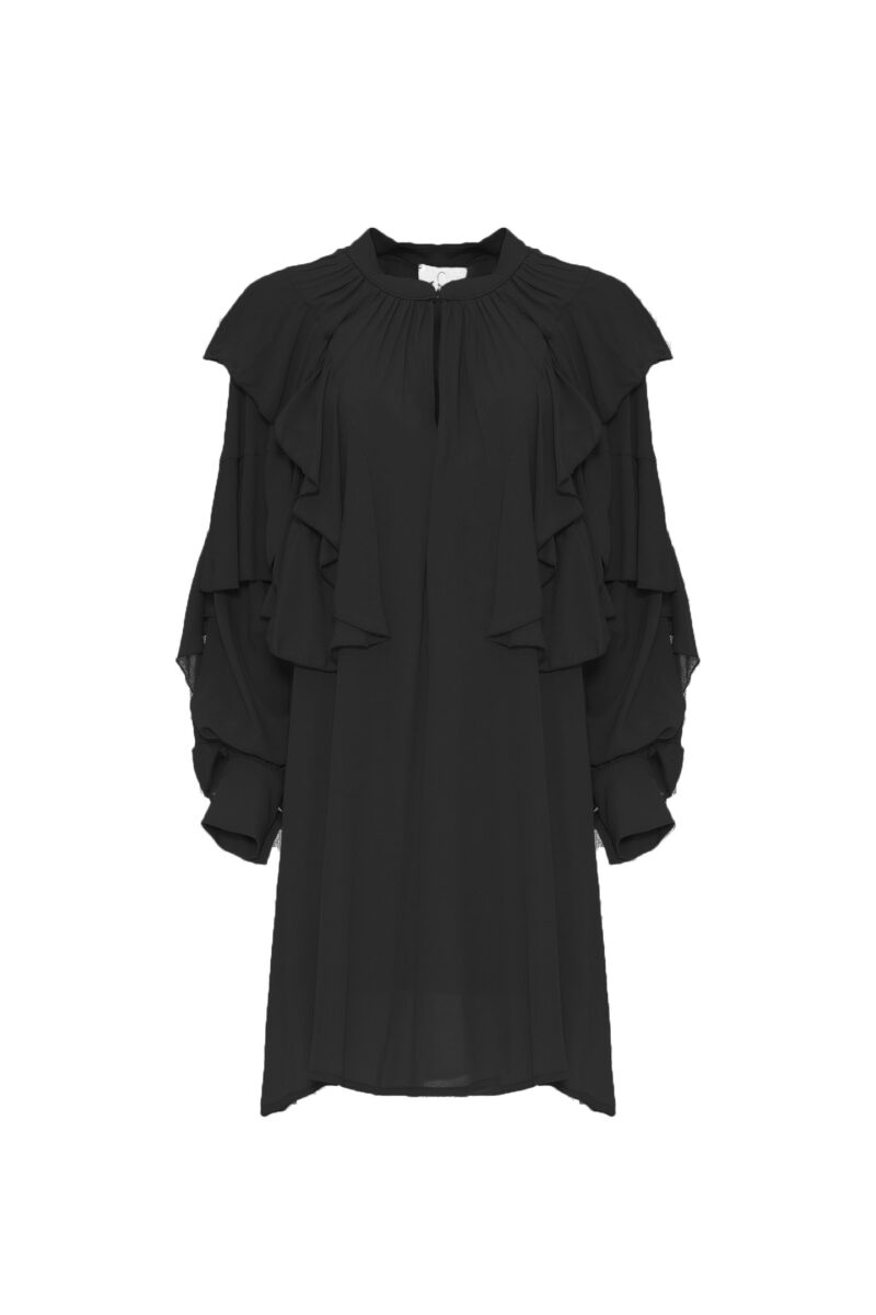 FLUID DRESS WITH GEORGETTE RUFFLES - Image 6