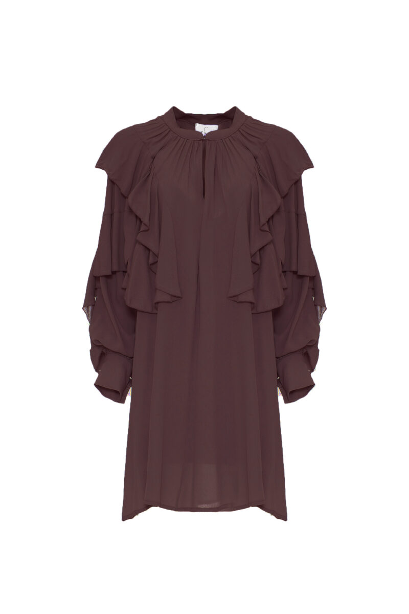 FLUID DRESS WITH GEORGETTE RUFFLES - Image 4
