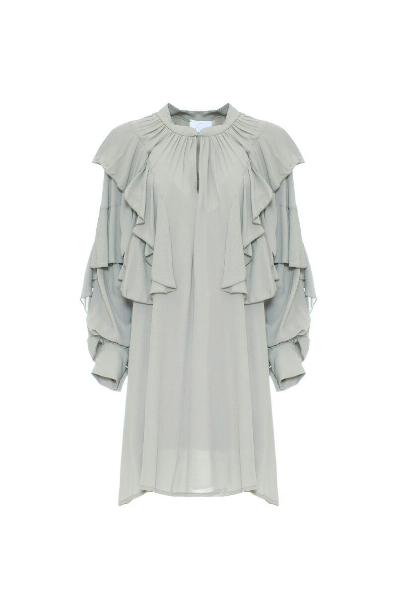FLUID DRESS WITH GEORGETTE RUFFLES