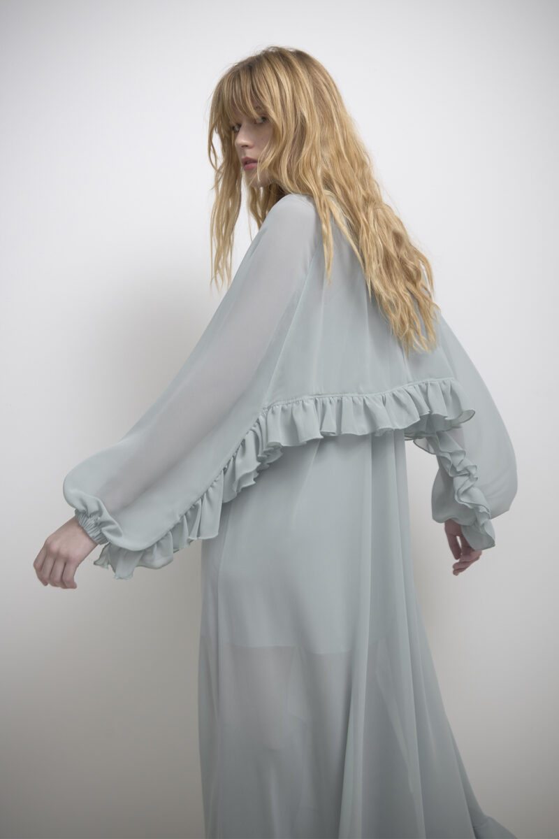 ABITO IN CHIFFON CON ROUCHES - immagine 3