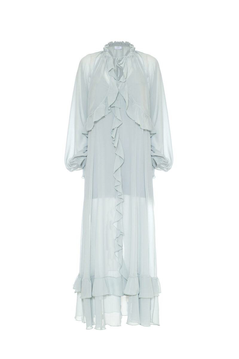 ABITO IN CHIFFON CON ROUCHES