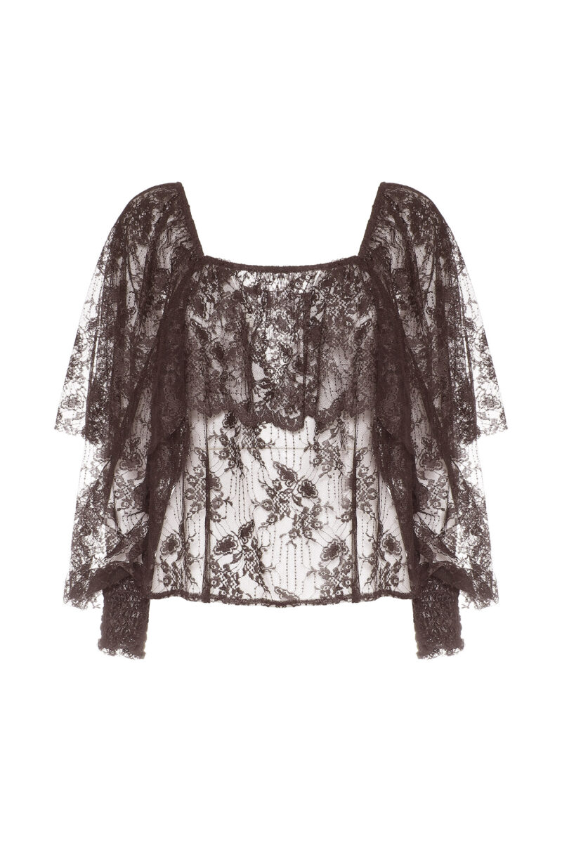 SQUARE NECK LACE BLOUSE - Image 3