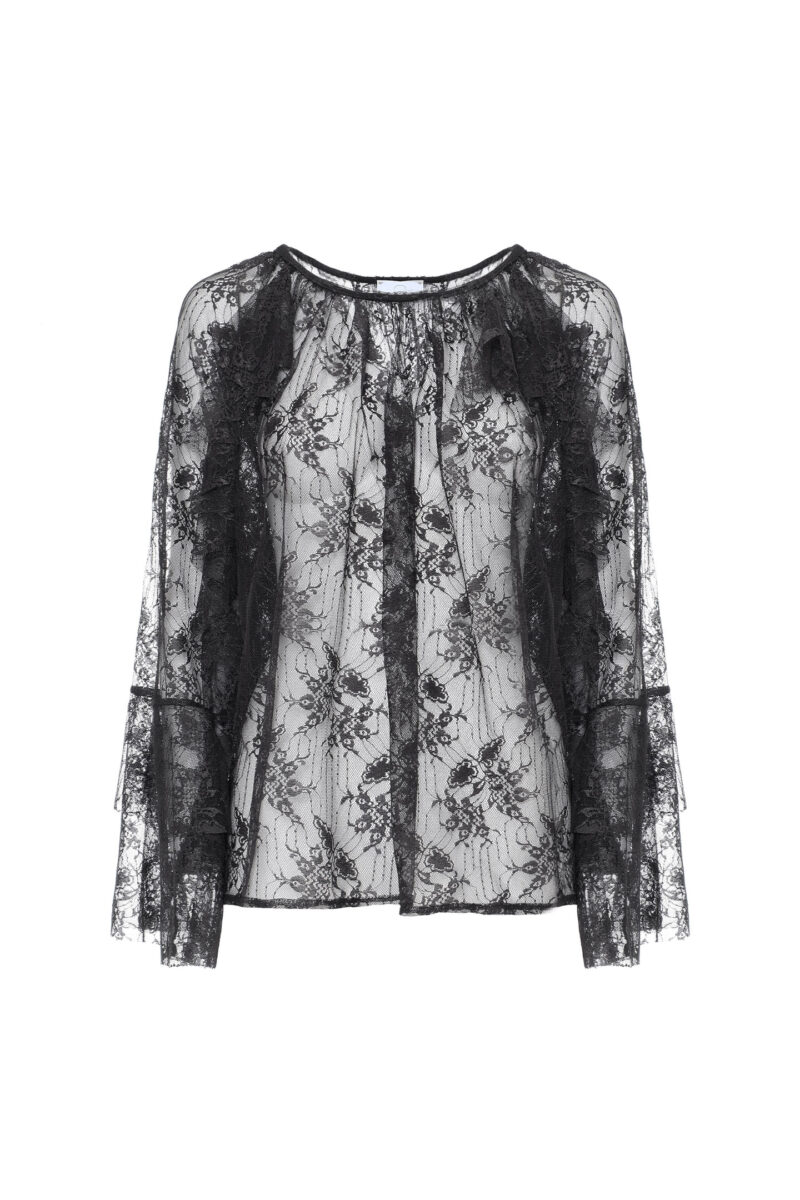 BLUSA CON VOLANT IN PIZZO - immagine 5