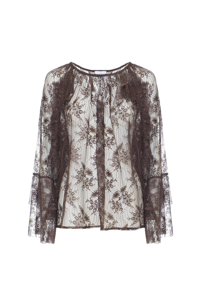 BLUSA CON VOLANT IN PIZZO