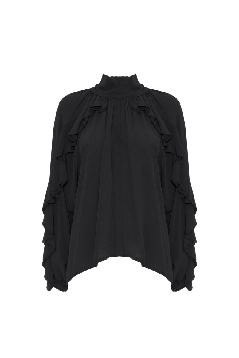 BLUSA IN VISCOSA CON VOLANT - immagine 4