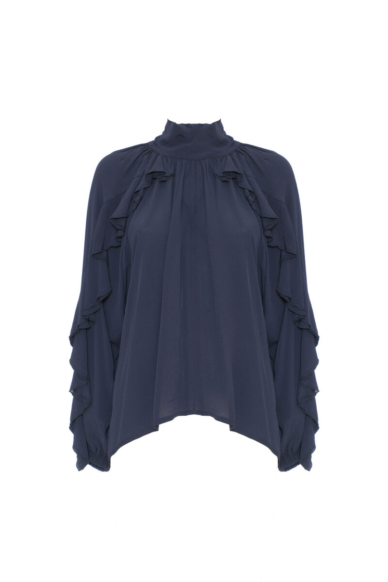BLUSA IN VISCOSA CON VOLANT