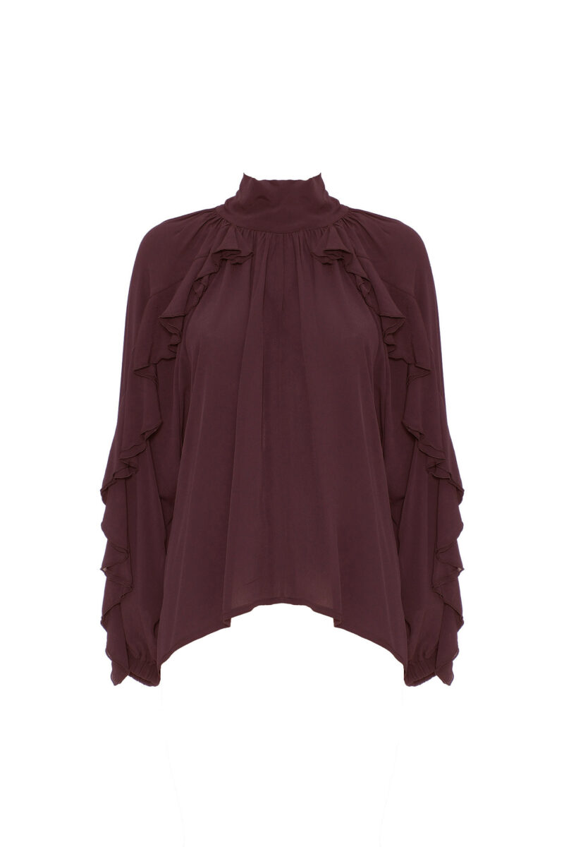BLUSA IN VISCOSA CON VOLANT - immagine 3